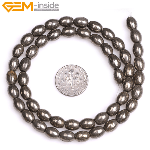 Natural Gray Pyrite Gemstone Loose Beads Olivary For Jewelry Making Strand 15"GI - Picture 6 of 39
