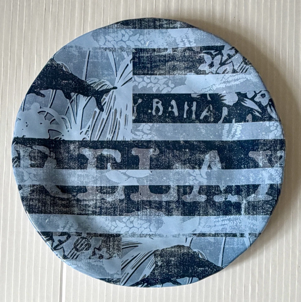 "Juego de 4 platos de ensalada de almuerzo de melamina Tommy Bahama azul tropical RELAX 8""" Foto 2 de 2