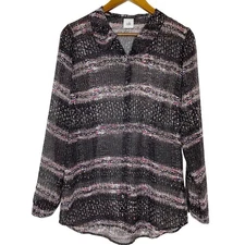 Cabi 3249 Multicolor Striped Long Sleeve Button Blouse Shirt Size Small Womens