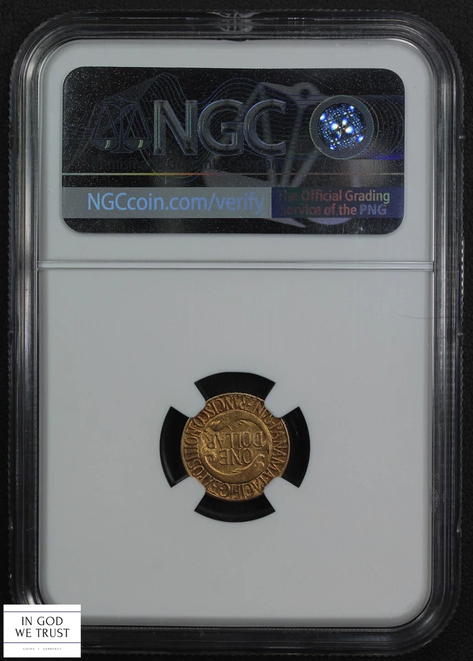 1915 S Panama-Pacific Pan-Pac Commemorative Gold One Dollar G$1 NGC AU 55 - Image 2 of 4