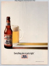 Bud Light Bottle Foam Glass Clean Minimal Beer Scene Vintage 1989 Advertisement