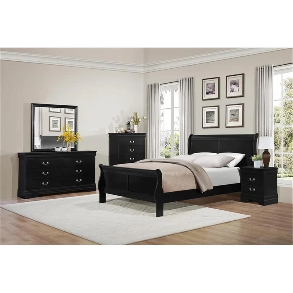 Lexicon Mayville Traditional Wood Full Sleigh Bed in Black - Image 3 of 4
