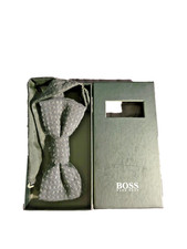 Image of NIB HUGO BOSS Mens Bow Tie Black Geo 100% Silk Pre-Tied NEW IN BOX! Adjustable