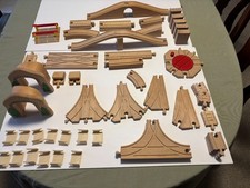 Vintage BRIO Wooden Railway Train Track Wood Lot assorted track segments 52 pcs