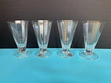 Set of 4 Wedgwood Crystal WWC22  Footed 5”Tumblers Multi Sided Lip