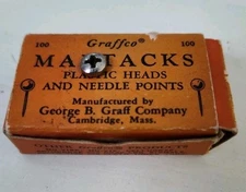 Vintage Graffco Map Tacks Partial Box Made in U.S.A. Vintage Office Supply
