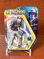 2025 Bowman Draft Chrome Brady Ebel In Action Refractor Card # BIA-20 Brewers