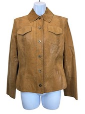 Classiques Entier Jacket Womens 6 Tan Leather Lizard Embossed Western