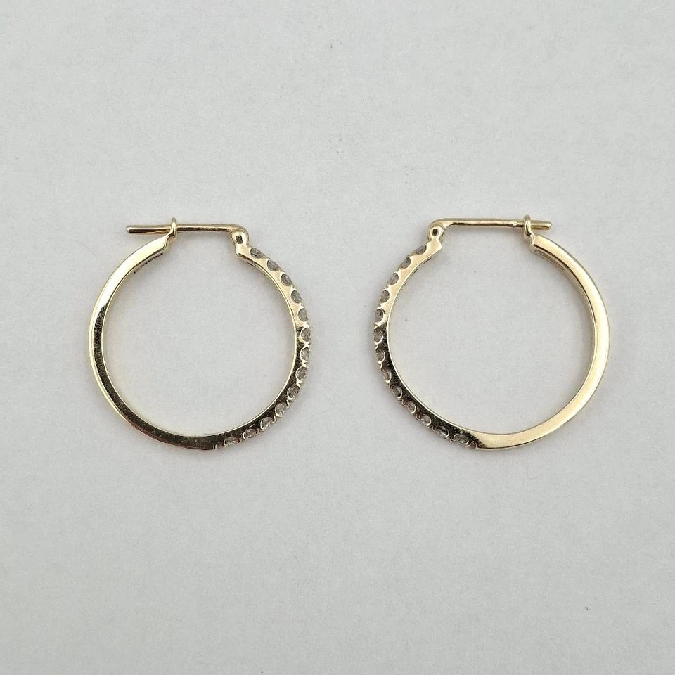 EFFY Oro Amarillo 14K 0.26ctw Diamante Redondo 21mm 0.8" Aro Clásico Ea (CP4006706) Foto 2 de 4