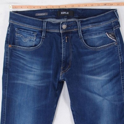 Mens Replay M914 ANBASS Stretch Slim Tapered Blue Jeans W33 W34 L32