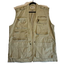 Vintage Trail Designs Vest Men Small Khaki Utility Fishing Hunting Safari Zip