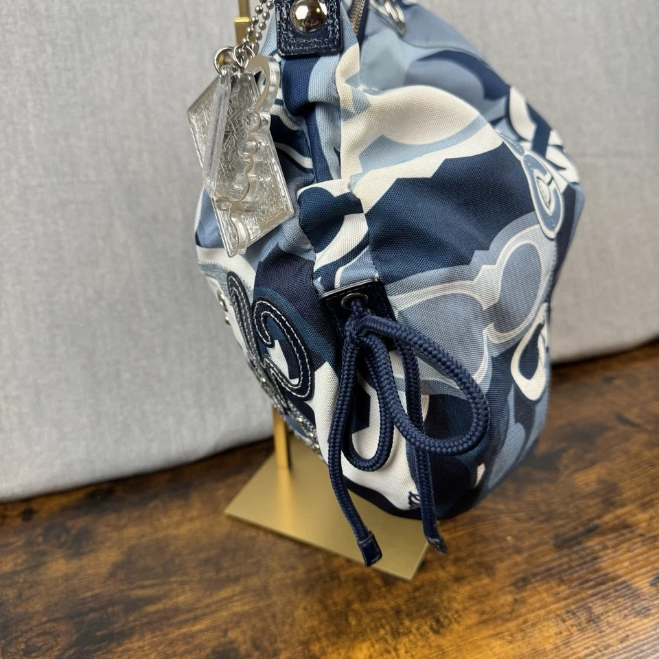 Coach Poppy Shades Of Blue Hobo Handbag 15377 Y2K Signature Cs Purse Leather - Image 3 of 4