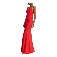 Halston Sybil asymmetric crepe sleeveless gown dress red size 12