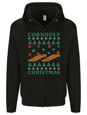 Cornholy Christmas Cornhole Xmas Mens Zip Up Hoodie