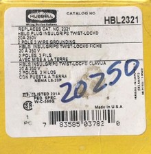 Hubbell HBL2321 2 Pole 3 Wire 20 A 250 V Male Locking Plug