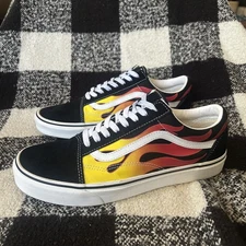 Flame Old Skool Vans Size 10.5 Men 12 Women