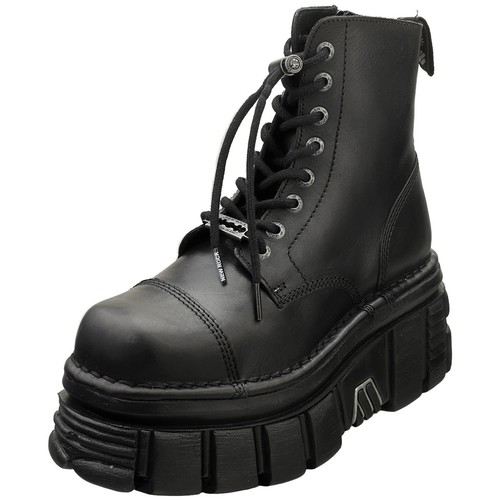 New Rock Combat Boots Unisex Platform Boots in Black - 6 UK - Picture 1 of 8
