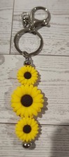 Sunflower Key Chain Keychain Keyring Purse Bag Bookbag Charm New 3" Handmade New