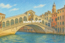 Rialto Bridge Coloured Pencil Art (AI GENERATED IMAGE)
