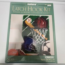 Sports Latch Hook Kit Caron Natura R058 Baseball Soccer Football Helmet 20x27