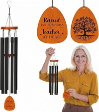 Retired But Forever a Teacher at Heart Wind Chime, 32" Teacher Retirement Gifts
