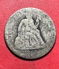 1863S US Seated LIBERTY DIME! KEY DATE! Only 158K Minted! Survival 1200-1800!