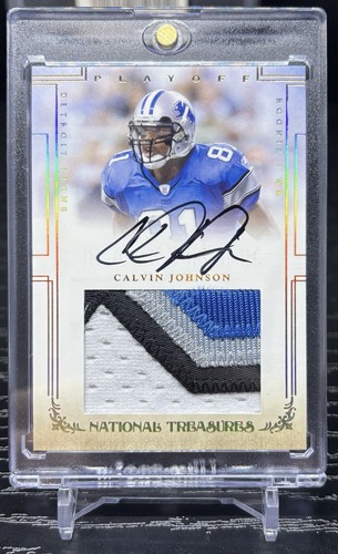 2007 National Treasures Calvin Johnson Rookie Gold Jersey Auto #/25