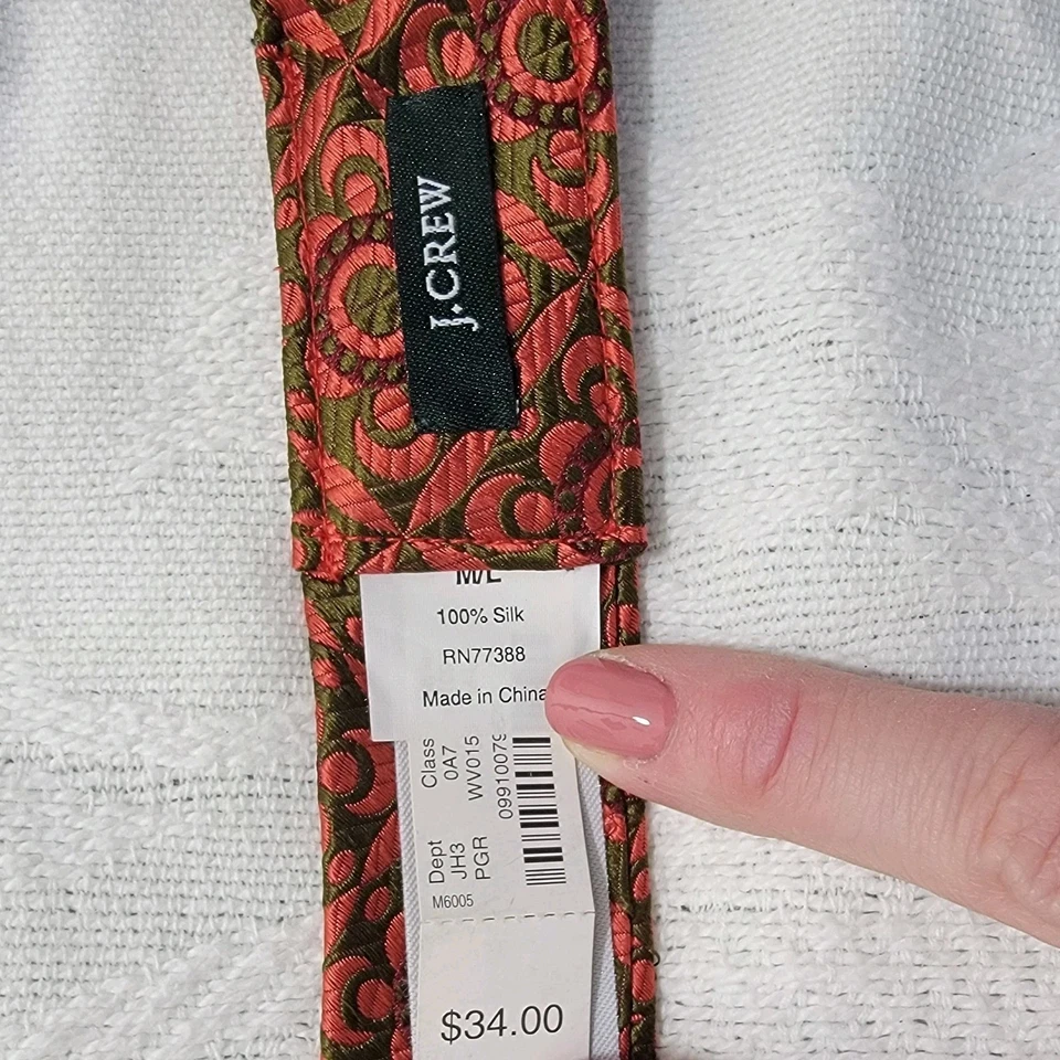 J. Crew NUEVO NUEVO CON ETIQUETAS 100% Seda Brocado Floral Cinturón Talla M/L Marrón Rojo Tapiz Foto 2 de 4