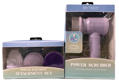 #ad BYTECH Power Scrubber amp; Detachable Brush Head with 3 Attachments Ergonomic Set $23.10