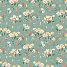 1/4 Yard 9x42 Riley Blake "New Beginnings" Floral Teal Quilt Cotton