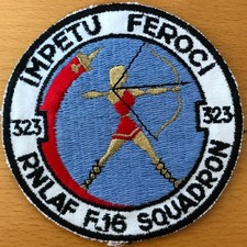 RNLAF ORIGINAL AIR FORCE SQUADRON PATCH 323 SQ F-16 Squadron blue/white