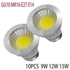 LED COB Spotlight Dimmable Bright Lamps Bulb GU10 MR16 E27 E14 AC85-265V 9W-15W