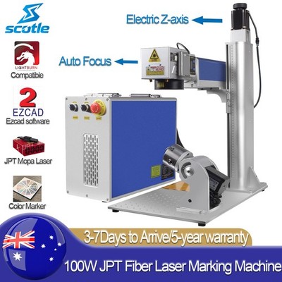 AU 100W JPT M7 Auto Focus Fiber Laser Marking Engrave Machine Lightburn Ezcad2