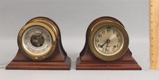 Authentic Chelsea Boston Maritime Bronze Ships Bell Clock Barometer Set & Key 