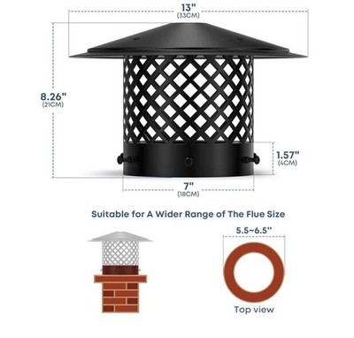 Stanbroil 6'' Chimney Cap, Fireplace Round Chimney Cover for Outside 
