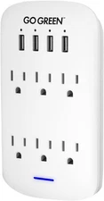 GoGreen Power (GG-16000USB4) 6 Outlet 2.4 AMP USB Wall Tap Adapter with USB Port