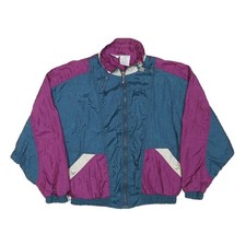 ATHLETIC WORKS Womens Purple & Blue Zip Front Nylon Jacket M Colourblock Casual