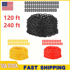 120/240 FT Plastic Chain Links Safety Barrier Chains Rustproof with 25/50 Hooks