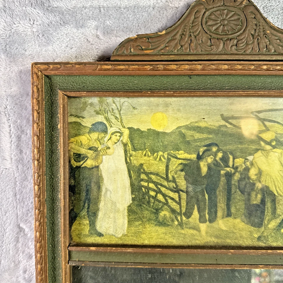 Espejo de pared Antq ART DECO Harvest Moon Mason estampado TRUMEAU años 30 Foto 4 de 4