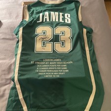LeBron James Autographed Embroidered Green High School Jersey UDA Upper Deck COA