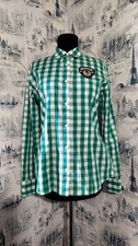 Napapijri Geographic Womens Plaid Green White Shirt Size M Casual Button Up NWOT