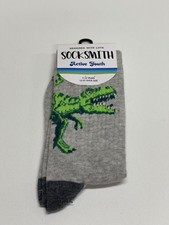 Socksmith Socks Boys Size 12-5 Grey Dinosaurs Hear Me Roar Cotton Blend Stretch