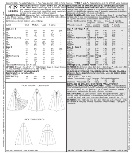 McCall's Costumes Sewing Pattern M4139 - Picture 7 of 8