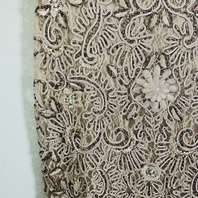 Sue Wong Champagne Nude Beaded Embroidered Lace Bridal Cocktail Dress SZ 4  B-E | eBay