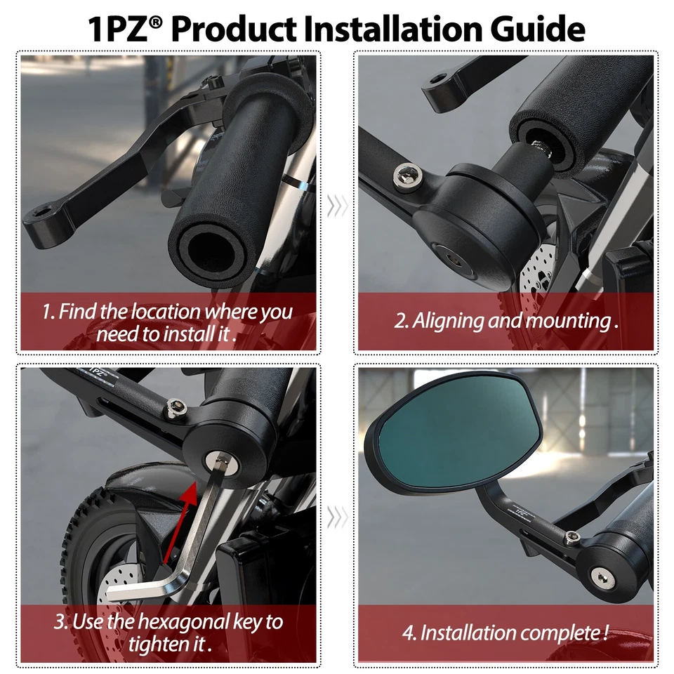 Espejos retrovisores de extremo de manillar de 7/8" 22 mm para Yamaha Big Bear 250 400 Grizzly 350 450 ATV Foto 2 de 4