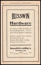 1909 Russell & Erwin Mfg Co. New Britain Connecticut Russwin Hardware Print Ad