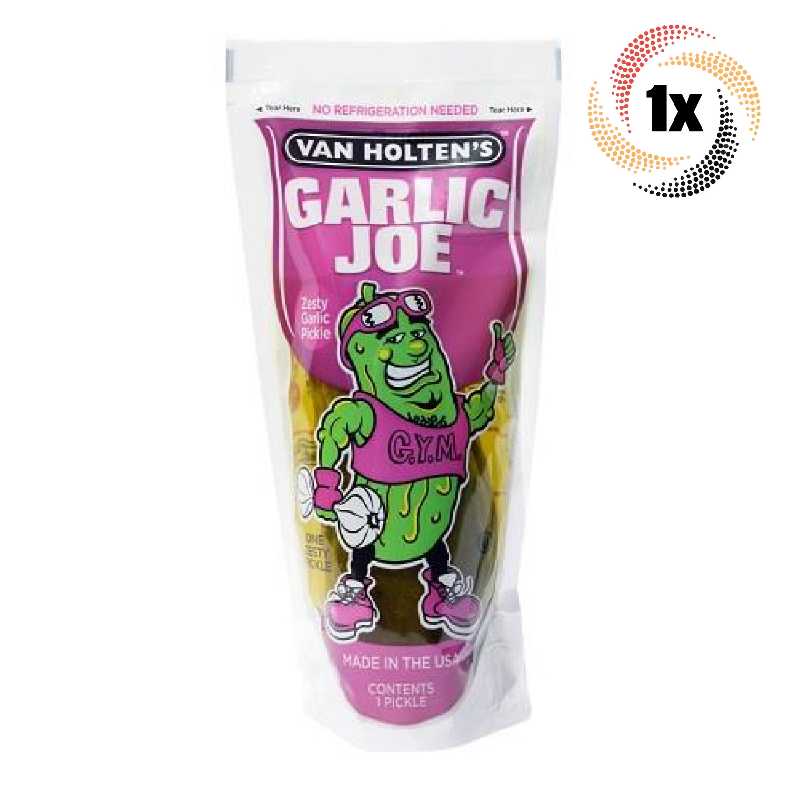 1 Пакетик маринованных огурцов с пикантным чесночным вкусом Van Holtens Garlic Joe в пакетике 9 унций 2190₽