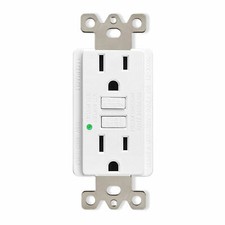 Wall Outlet GFCI 15 Amp GFI Duplex Receptacle with LED Indicator Non-TR White UL