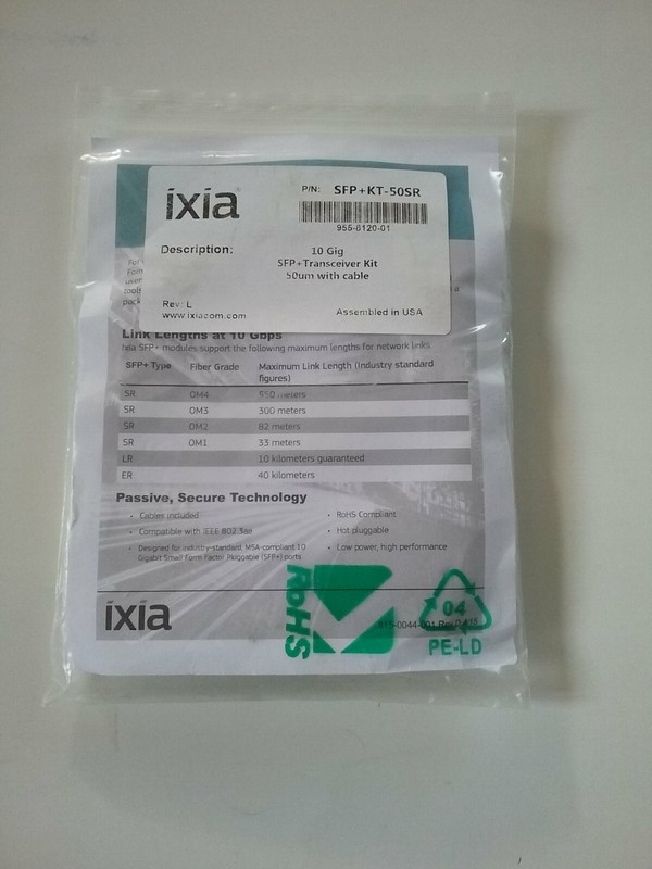 IXIA 10 GIG SFP+ TRANSCEIVER KIT 50um  W/ CABLE, NEW