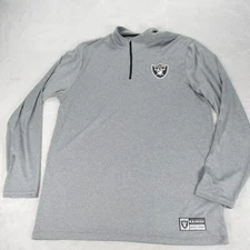 Las Vegas Raiders Shirt Mens Large NFL Gray Long Sleeve Quarter Zip Pullover